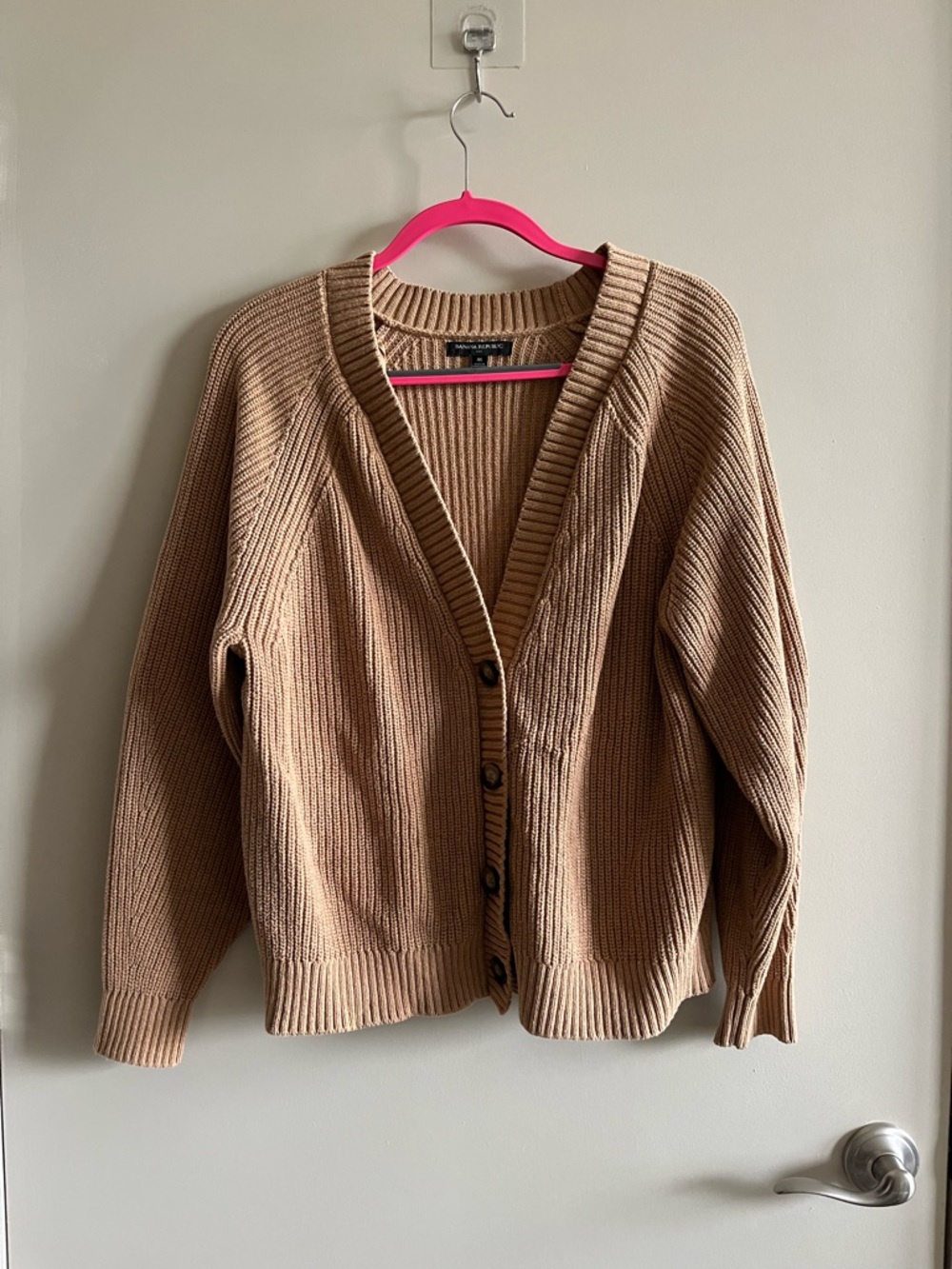 Banana Republic Chunky Knit Button Cardigan Sweater - Camel/tan